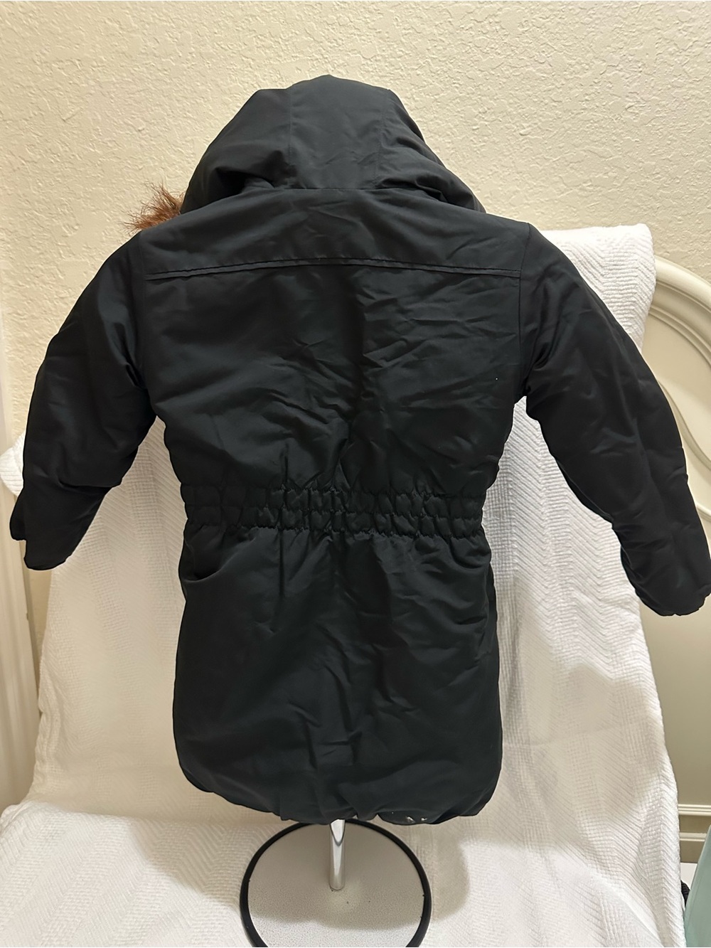GAP Black Hooded Kids Puffer Coat with Elastic Waist